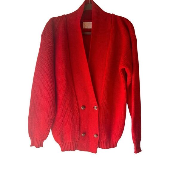 Vintage Pendleton 100% wool double breasted blazer cardigan M Red Academia - Picture 1 of 8